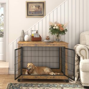 IchbinGo Dog Crate Furniture, Wooden Dog Crate Table
